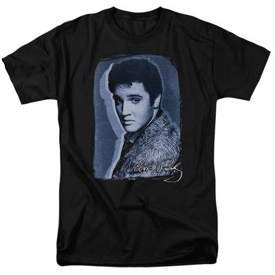 Elvis Presley Overlay Mens T Shirt Black Retro Pop Classics
