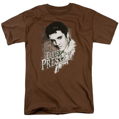 Elvis Presley Rugged Elvis Mens T Shirt Coffee Retro Pop Classics