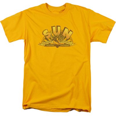Sun Records Rockin Rooster Logo Mens T Shirt Gold Retro Pop Classics