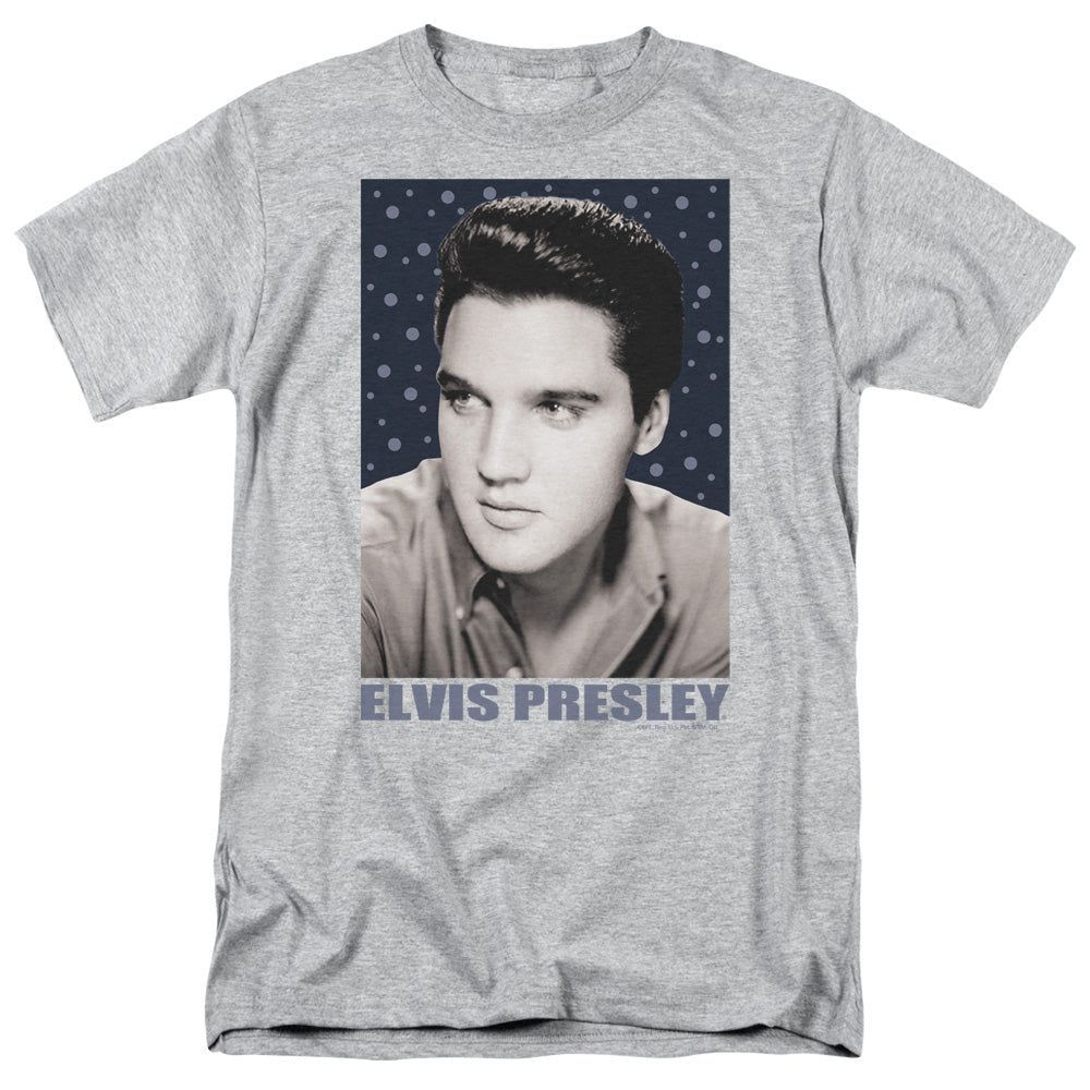 Elvis Presley Blue Sparkle Mens T Shirt Athletic Heather Retro Pop Classics