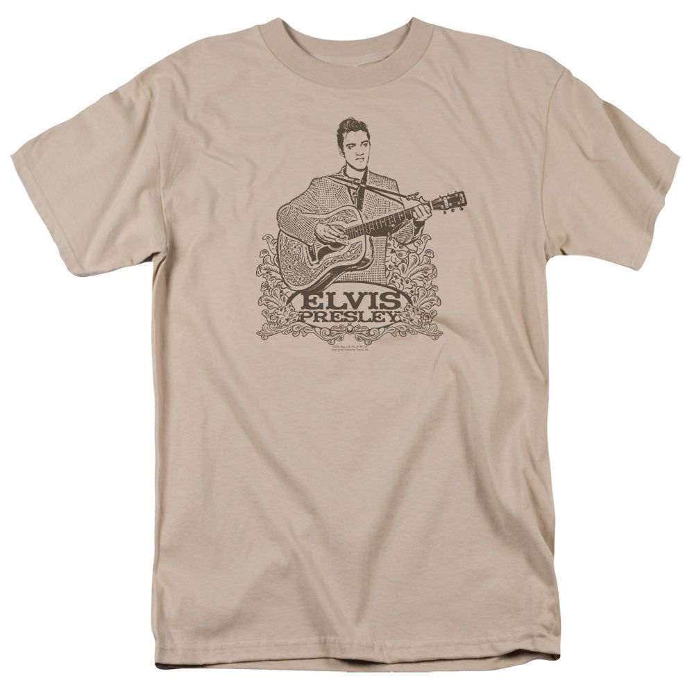 Elvis Presley Laurels Mens T Shirt Sand Retro Pop Classics