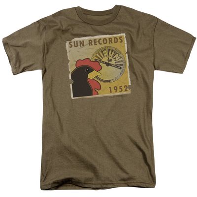 Sun Records Distressed Rooster Poster Mens T Shirt Safari Green Retro Pop Classics