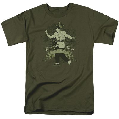 Elvis Presley Long Live The King Mens T Shirt Military Green Retro Pop Classics