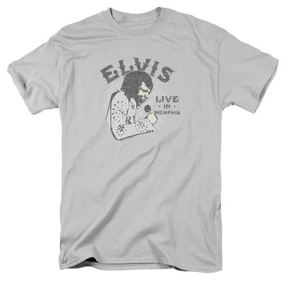 Elvis Presley Live In Memphis Mens T Shirt Silver Retro Pop Classics