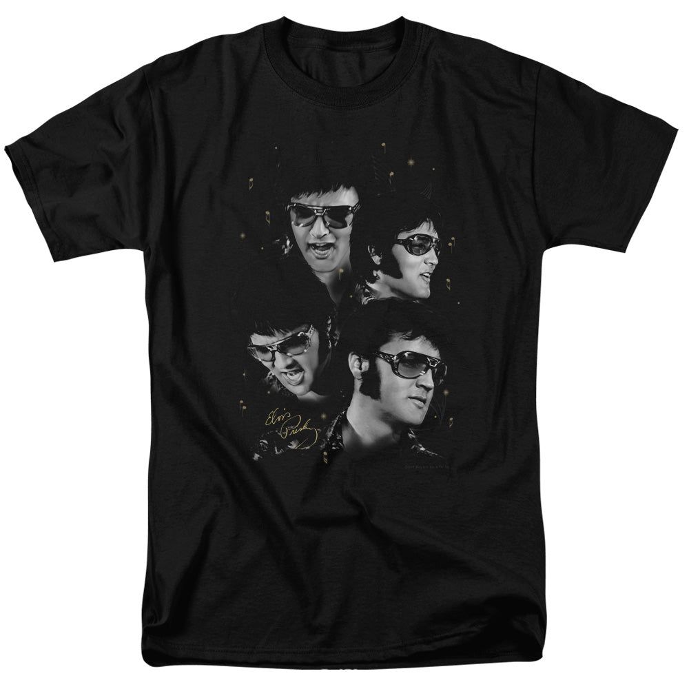 Elvis Presley Faces Mens T Shirt Black Retro Pop Classics