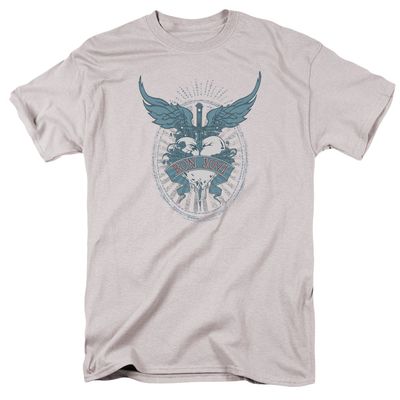 Bon Jovi Winged Heart Mens T Shirt Silver Retro Pop Classics