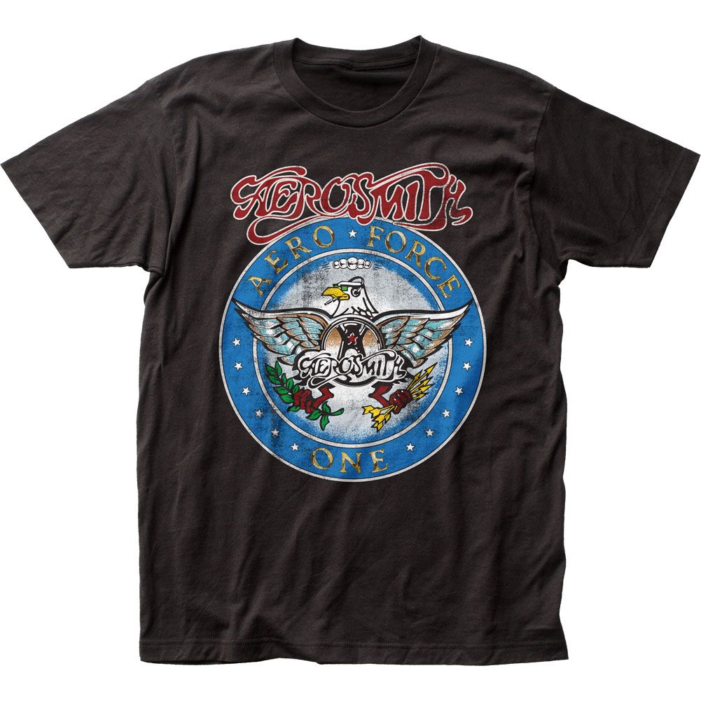 Aerosmith Aero Force One Mens T Shirt Black Retro Pop Classics