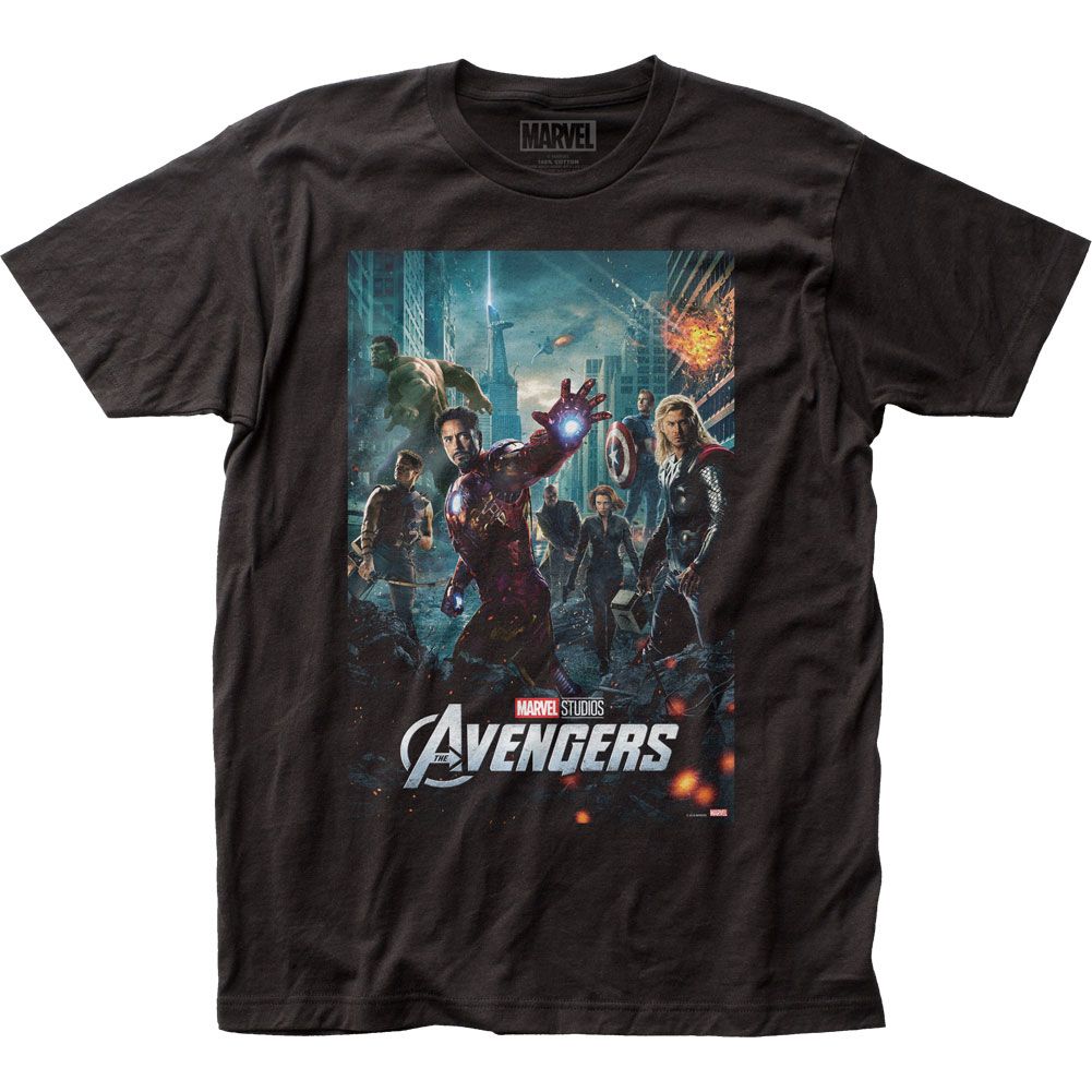 Avengers Poster Mens T Shirt Black Retro Pop Classics