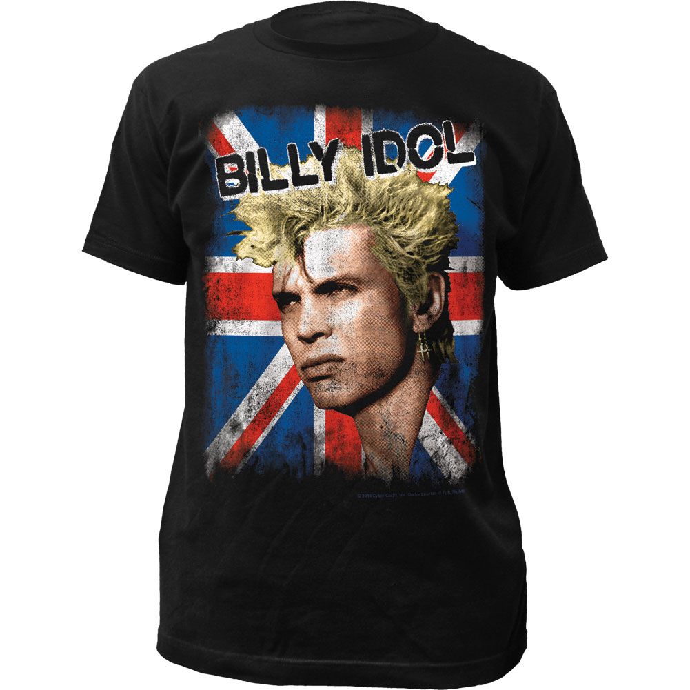 Billy Idol Union Jack Mens T Shirt Black Retro Pop Classics
