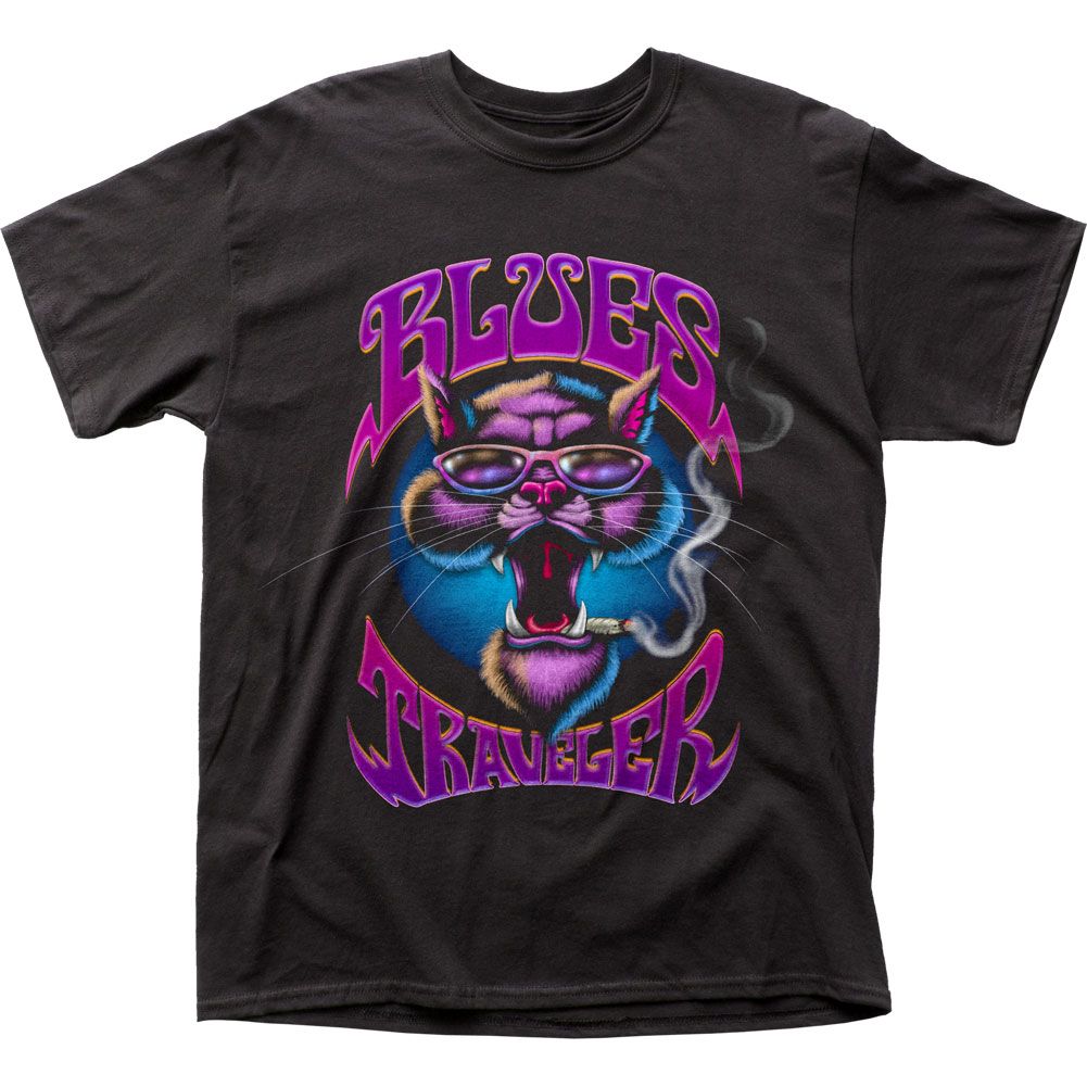 Blues Traveler Smokin Cat Mens T Shirt Black Retro Pop Classics