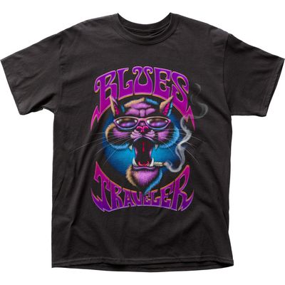 Blues Traveler Smokin Cat Mens T Shirt Black Retro Pop Classics