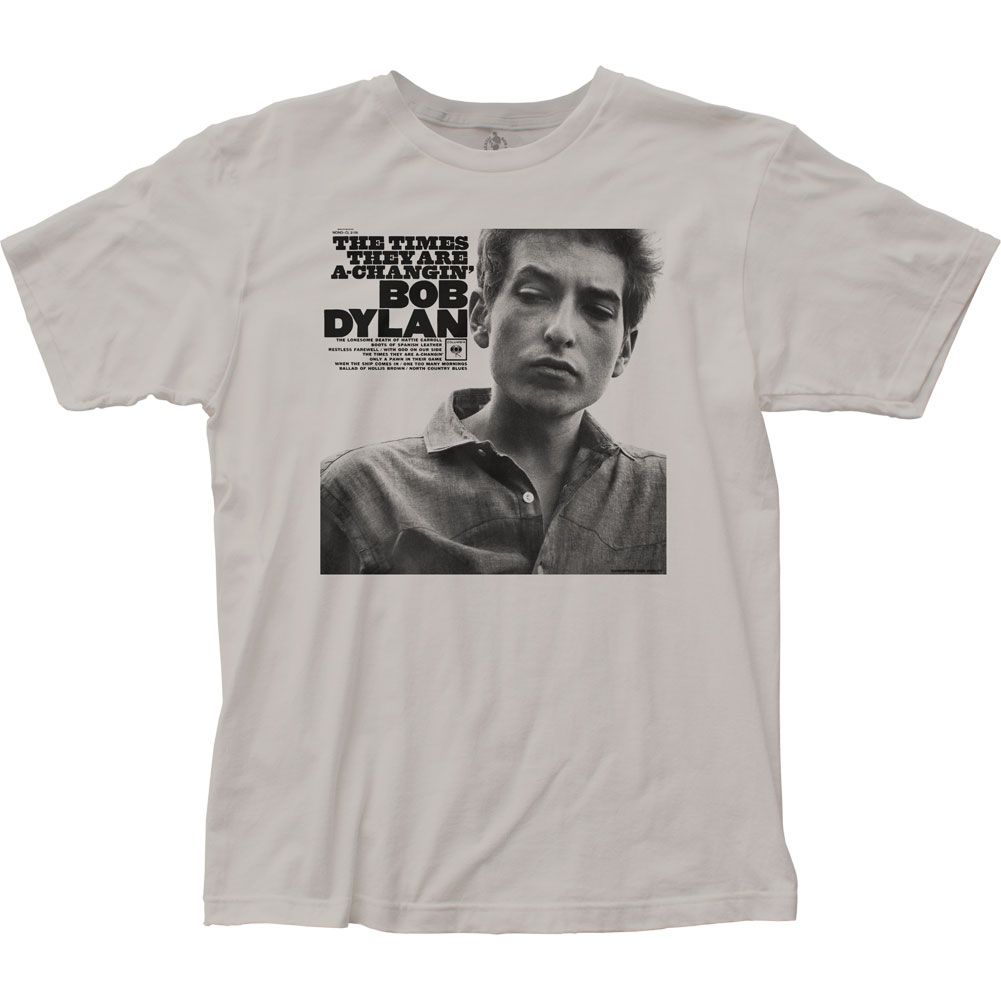 Bob Dylan Times They Are A Changin Mens T Shirt Silver Retro Pop Classics