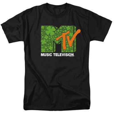 MTV St. Patrick&#39;S Day Shamrock Logo Mens T Shirt Black Retro Pop Classics