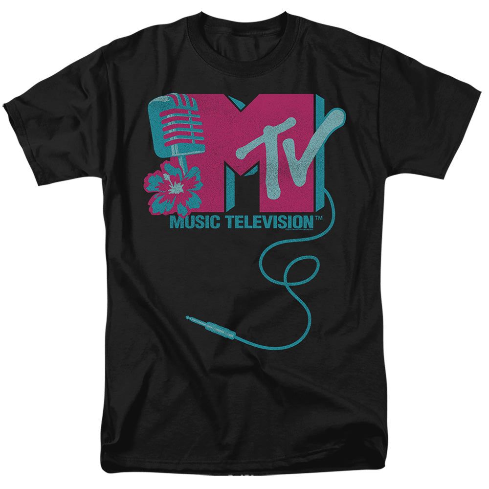 MTV Microphone Logo Mens T Shirt Black Retro Pop Classics