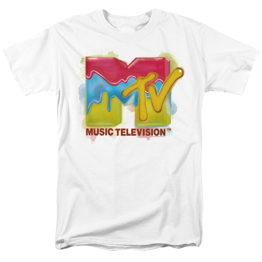 MTV Paint Logo Mens T Shirt White Retro Pop Classics