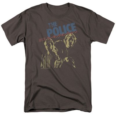 The Police Japanese Poster Mens T Shirt Charcoal Retro Pop Classics