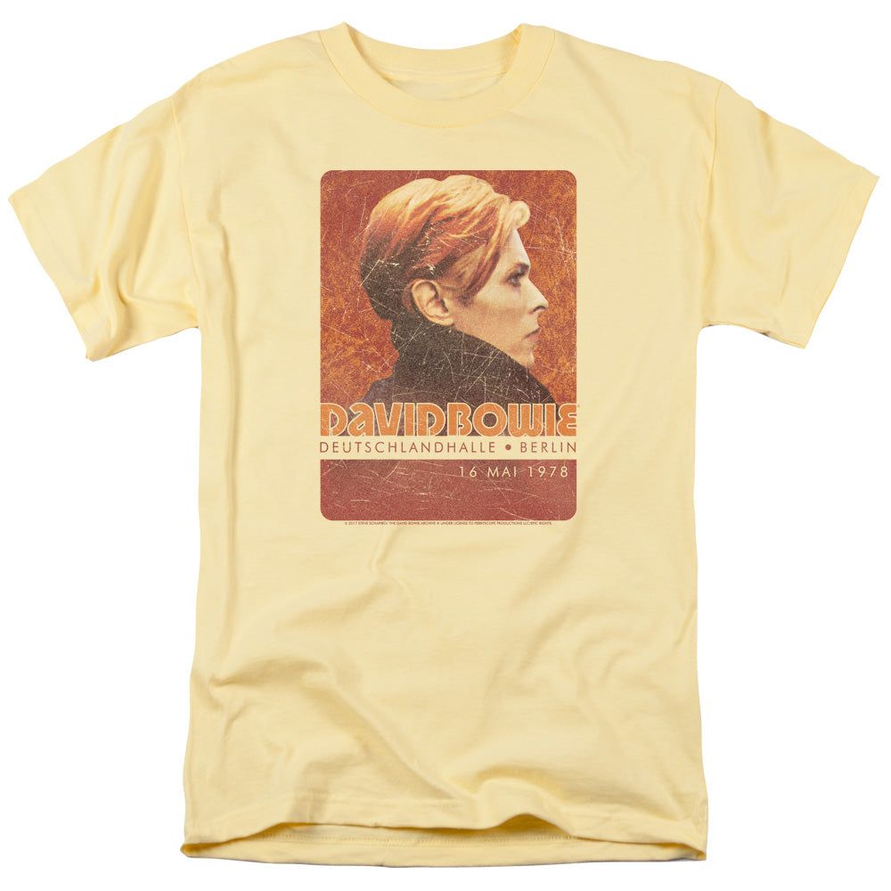 David Bowie Stage Tour Berlin 78 Mens T Shirt Yellow Retro Pop Classics