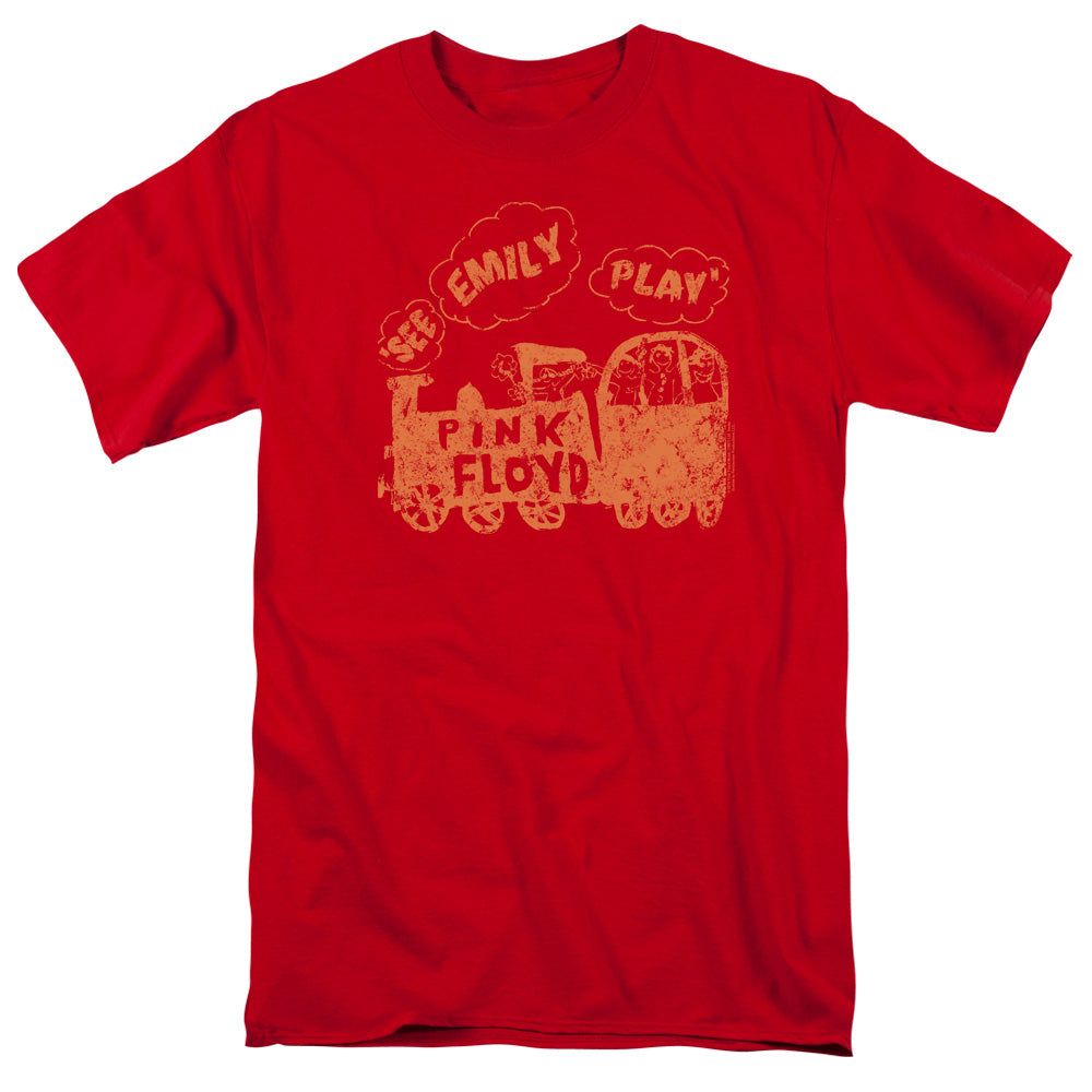 Pink Floyd See Emily Play Mens T Shirt Red Retro Pop Classics