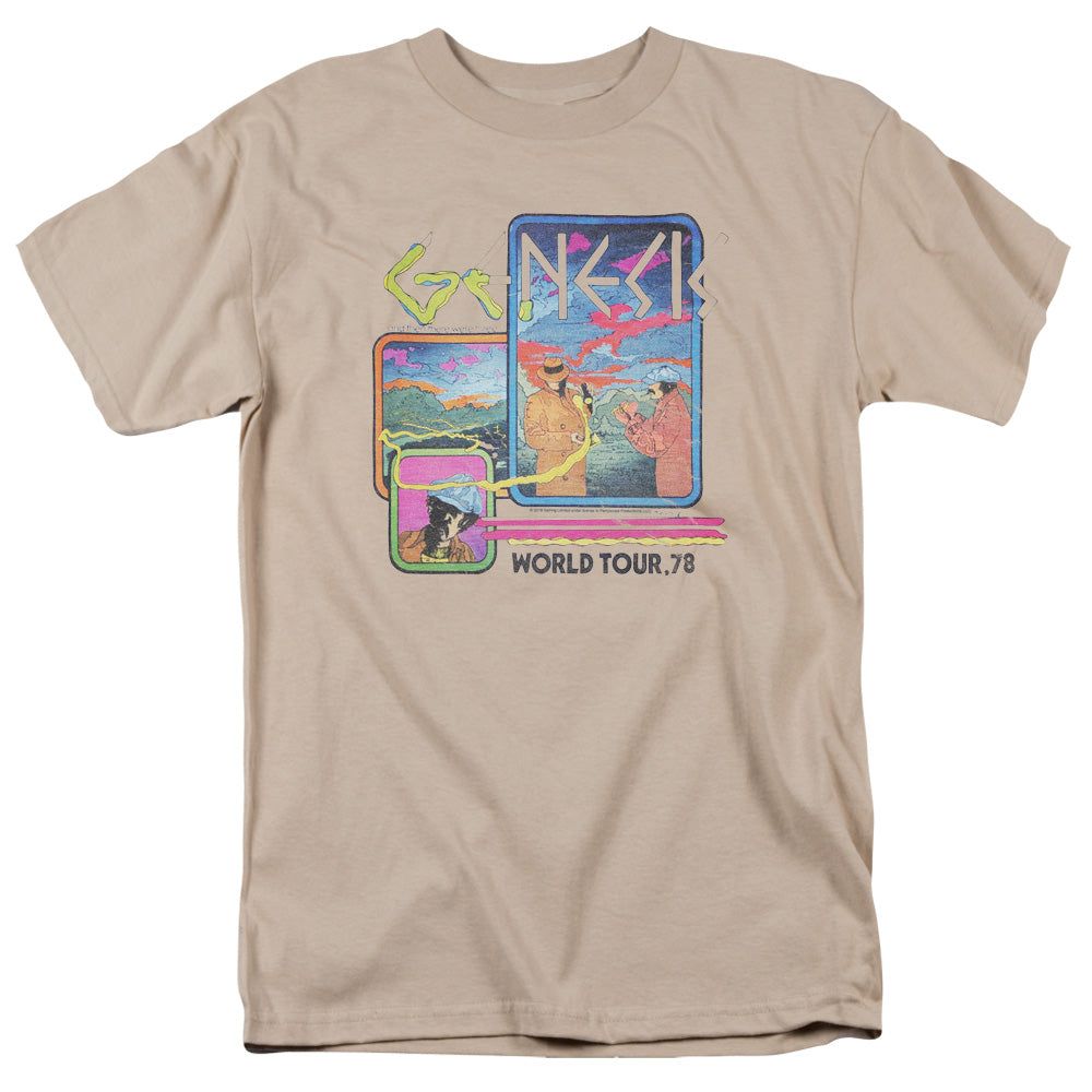 Genesis World Tour 78 Mens T Shirt Sand Retro Pop Classics