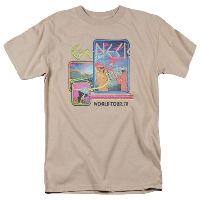 Genesis World Tour 78 Mens T Shirt Sand Retro Pop Classics