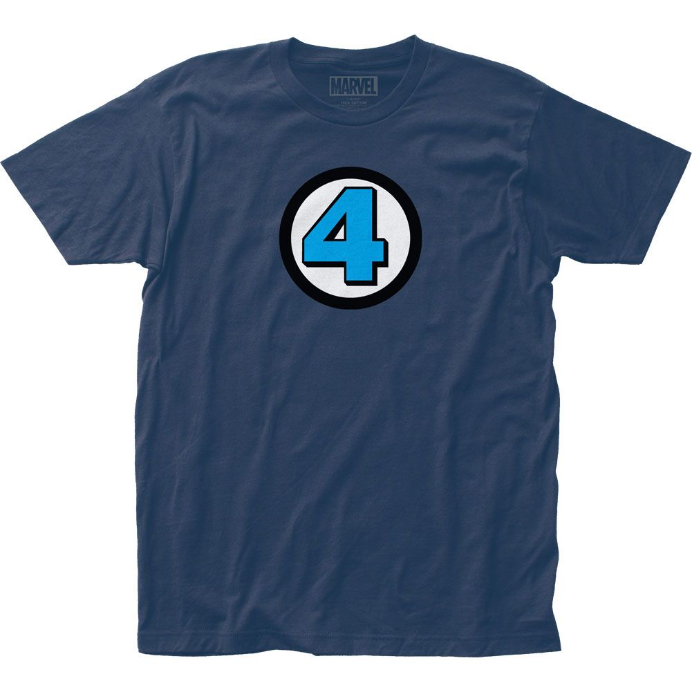 Fantastic Four 4 Logo Mens T Shirt Navy Blue Retro Pop Classics