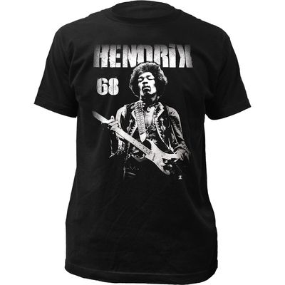 Jimi Hendrix Hendrix 68 Mens T Shirt Black Retro Pop Classics