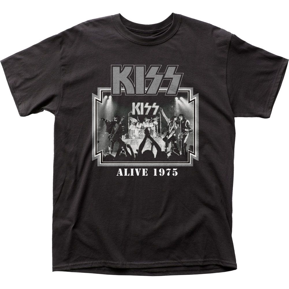 KISS Alive 1975 Mens T Shirt Black Retro Pop Classics