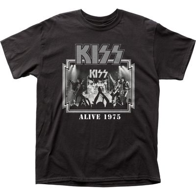 KISS Alive 1975 Mens T Shirt Black Retro Pop Classics