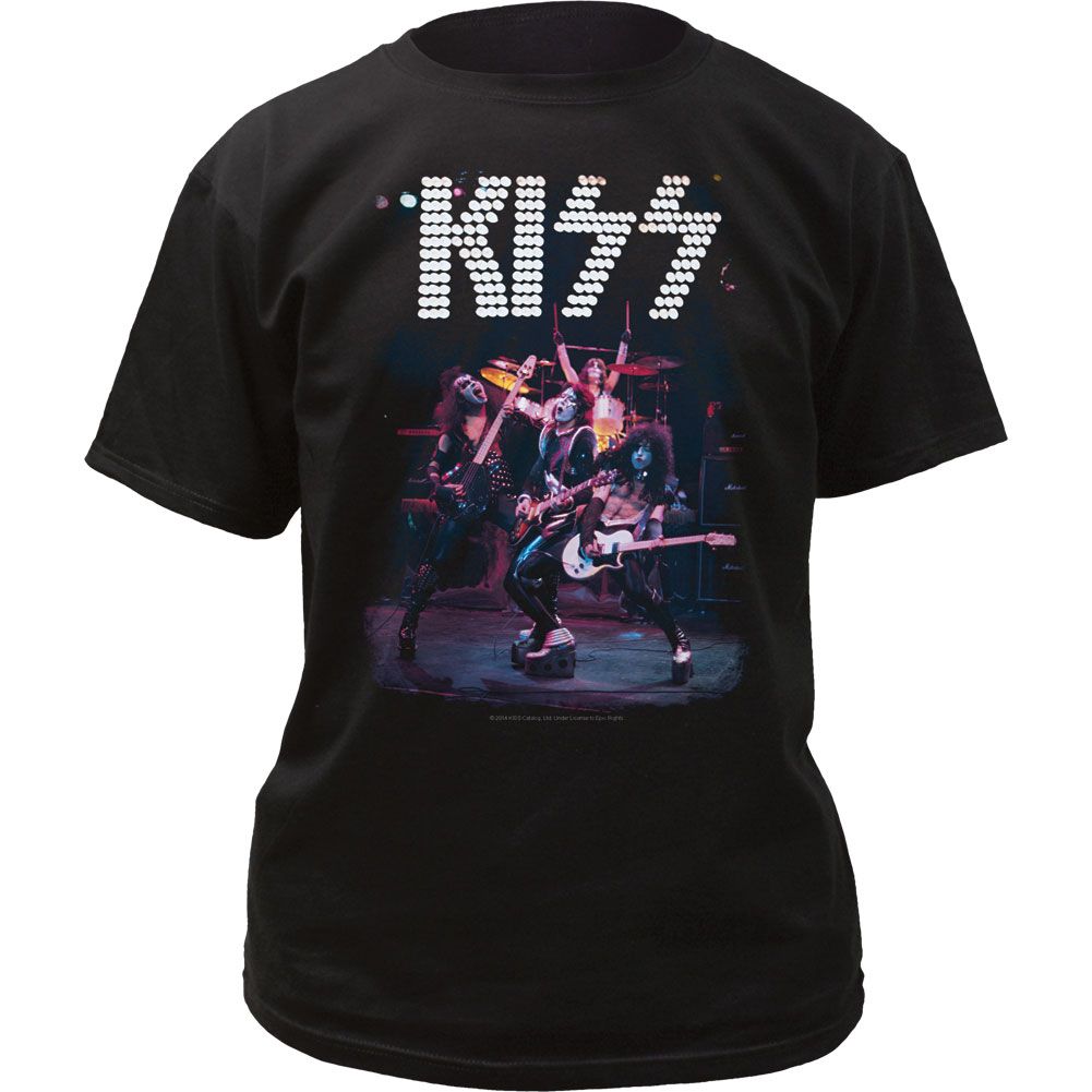 KISS Live Color 75 Mens T Shirt Black Retro Pop Classics