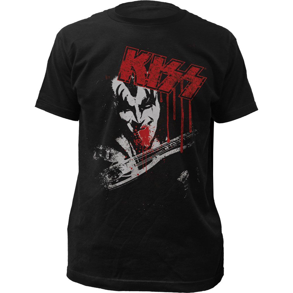 KISS Gene Simmons Distressed Blood Mens T Shirt Black Retro Pop Classics