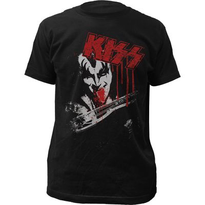 KISS Gene Simmons Distressed Blood Mens T Shirt Black Retro Pop Classics