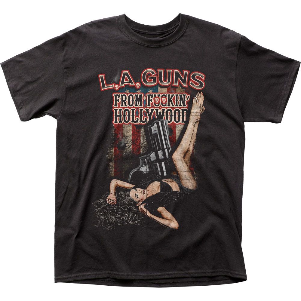 L.A. Guns From Hollywood Mens T Shirt Black Retro Pop Classics