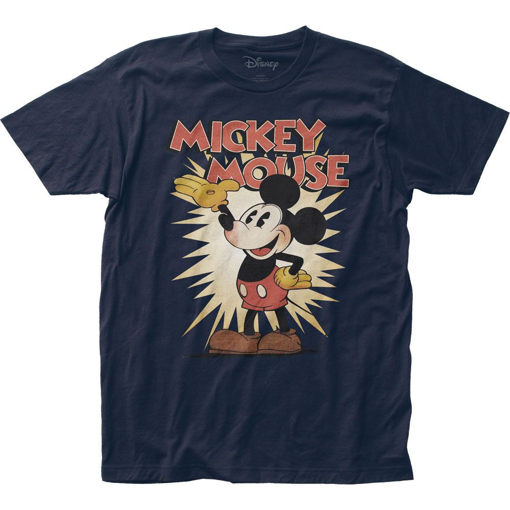 Mickey Mouse Wave Mens T Shirt Navy Blue Retro Pop Classics