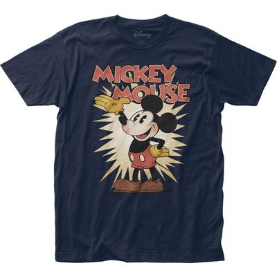 Mickey Mouse Wave Mens T Shirt Navy Blue Retro Pop Classics