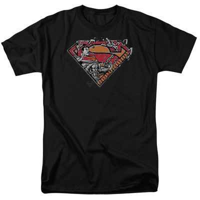 Superman Breaking Chain Logo Mens T Shirt Black Retro Pop Classics