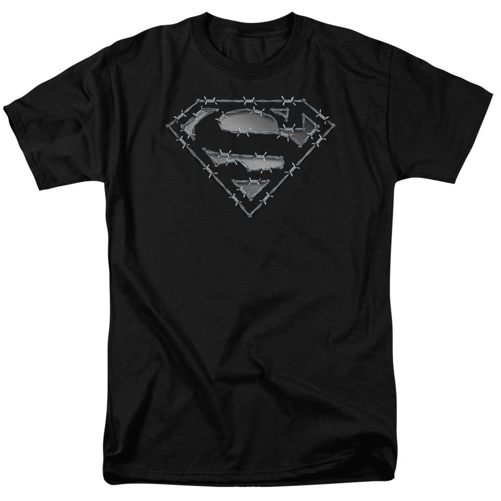 Superman Barbed Wire Mens T Shirt Black Retro Pop Classics