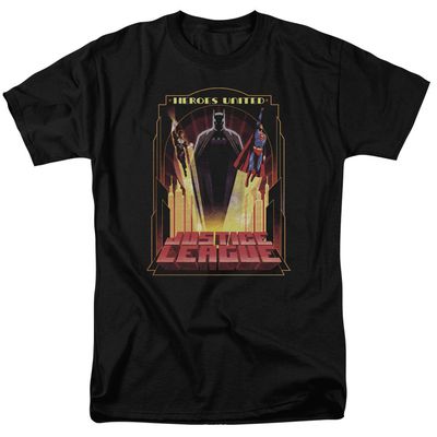 Justice League Heroes United Mens T Shirt Black Retro Pop Classics