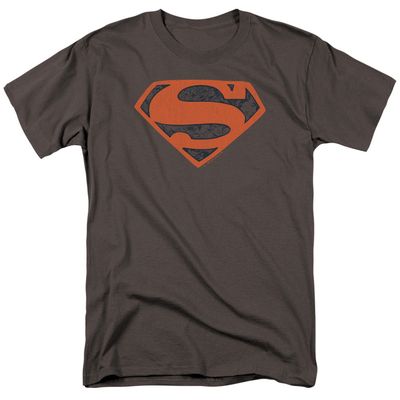 Superman Vintage Shield Collage Mens T Shirt Charcoal Retro Pop Classics