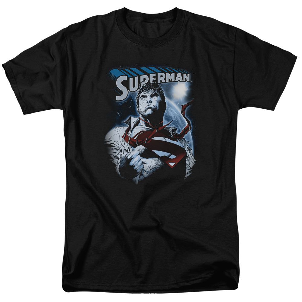Superman Protect Earth Mens T Shirt Black Retro Pop Classics