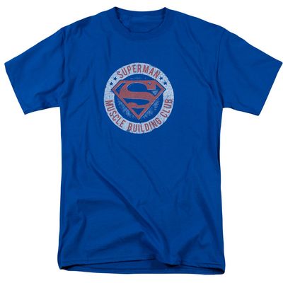 Superman Muscle Club Mens T Shirt Royal Blue Retro Pop Classics