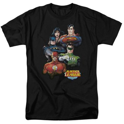 Justice League Group Portrait Mens T Shirt Black Retro Pop Classics