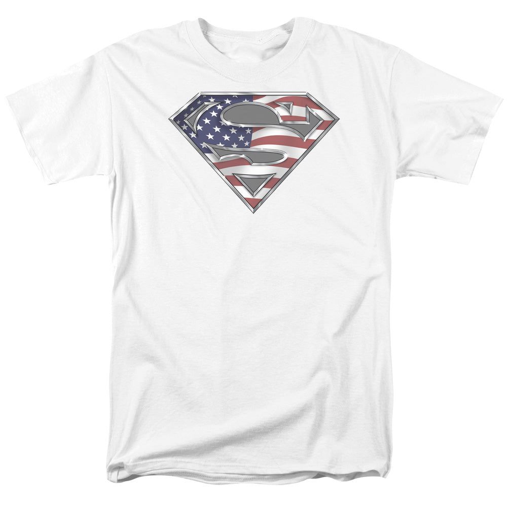 Superman All American Shield Mens T Shirt White Retro Pop Classics