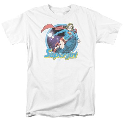 Superman Supergirl Airbrush Mens T Shirt White Retro Pop Classics