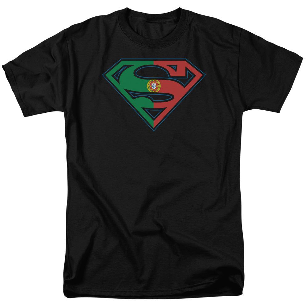 Superman Portugal Shield Mens T Shirt Black Retro Pop Classics