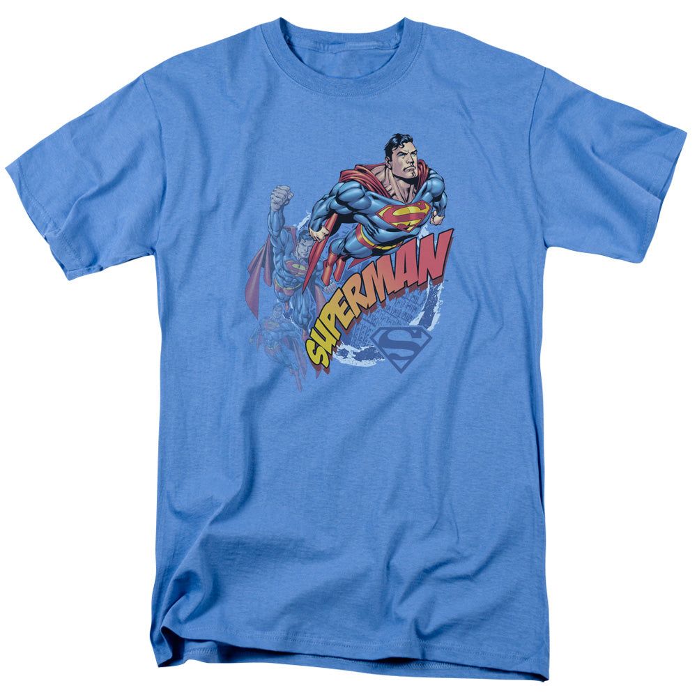 Superman Up Up And Away Mens T Shirt Carolina Blue Retro Pop Classics
