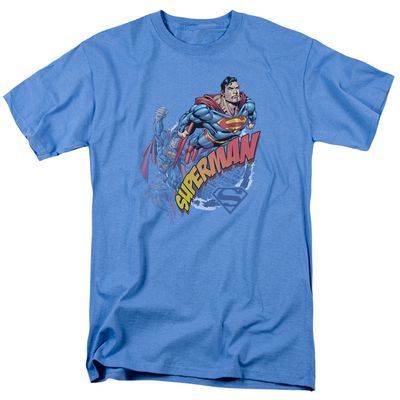 Superman Up Up And Away Mens T Shirt Carolina Blue Retro Pop Classics
