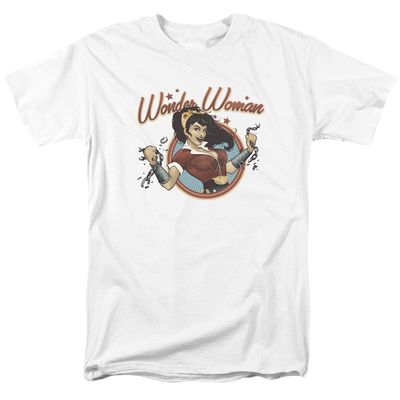 Justice League Wonder Break Mens T Shirt White Retro Pop Classics