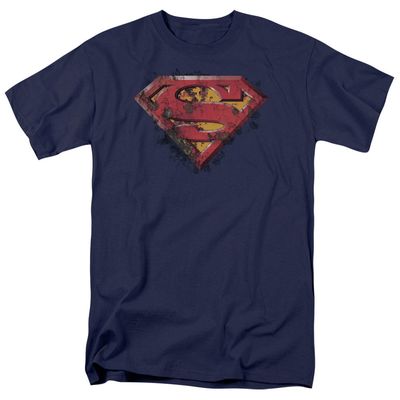 Superman Rusted Shield Mens T Shirt Navy Retro Pop Classics
