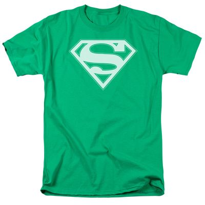 Superman Green &amp; White Shield Mens T Shirt Kelly Green Retro Pop Classics