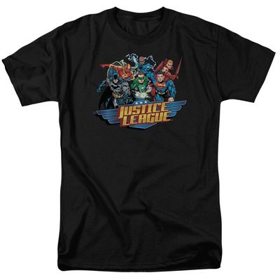 Justice League Ready to Fight Mens T Shirt Black Retro Pop Classics